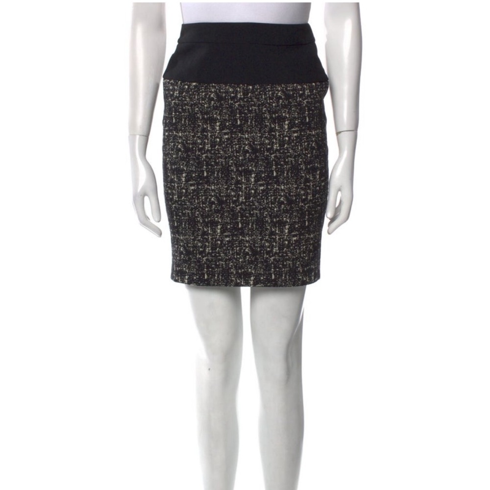 Narciso Rodriguez Black and Gray Tweed Mini Skirt